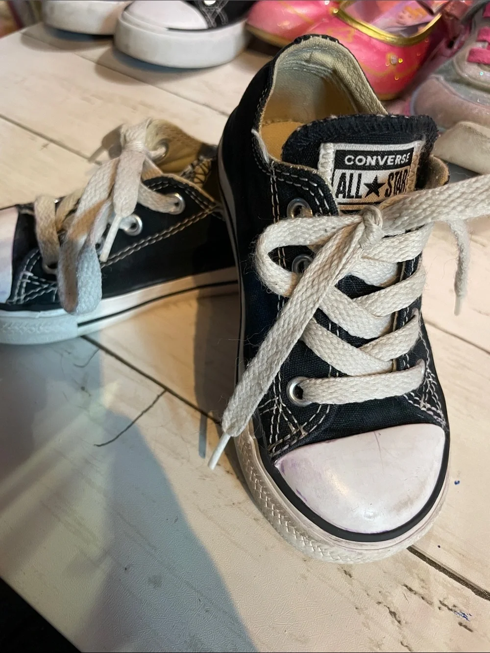 Converse Black and White Low-Top Kids Sneakers